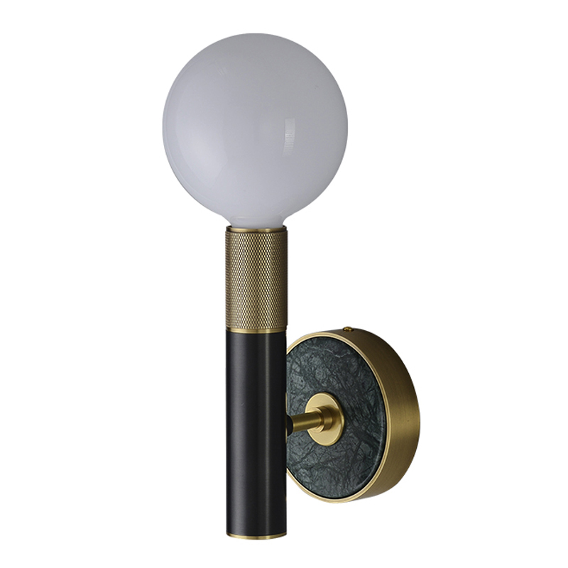 Бра Frode Wall lamp Латунь Белое матовое стекло Черный Бра Frode Wall lamp Латунь Белое матовое стекло Черный в Волгограде | Loft Concept