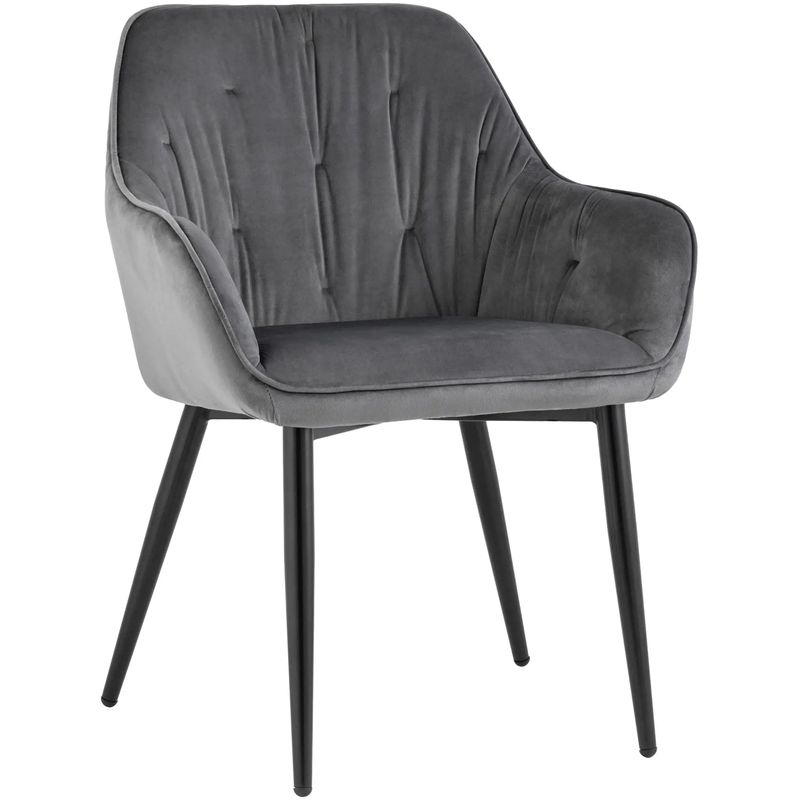 Стул CHANTAL Chair капитоне Серый Велюр Серый Черный Стул CHANTAL Chair капитоне Серый Велюр Серый Черный в Волгограде | Loft Concept