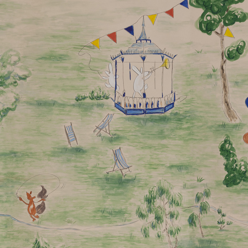 Обои ручная роспись Promenade Special Colourway on pink painted Xuan paper  в Волгограде | Loft Concept 