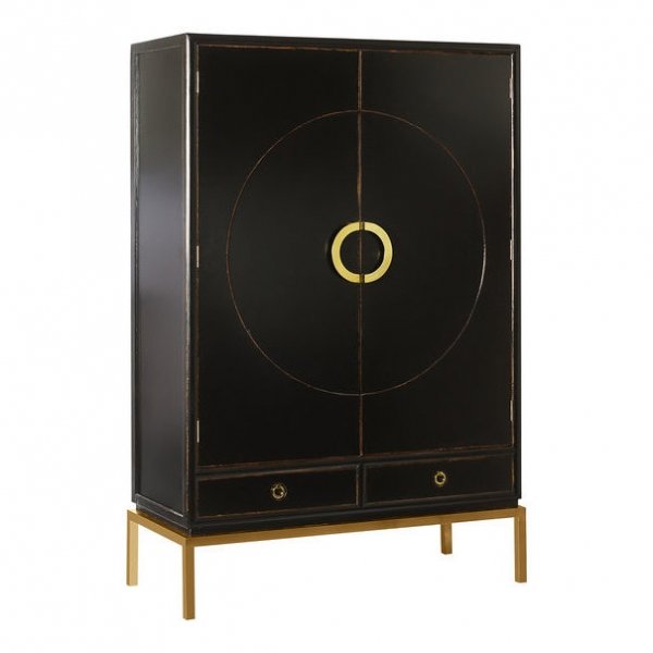Шкаф China Rack Black Черный Золотой Шкаф China Rack Black Черный Золотой в Волгограде | Loft Concept