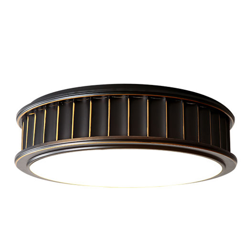 Потолочный светильник Drum Ceiling Lamp Темная бронза Белый Латунь Потолочный светильник Drum Ceiling Lamp Темная бронза Белый Латунь в Волгограде | Loft Concept