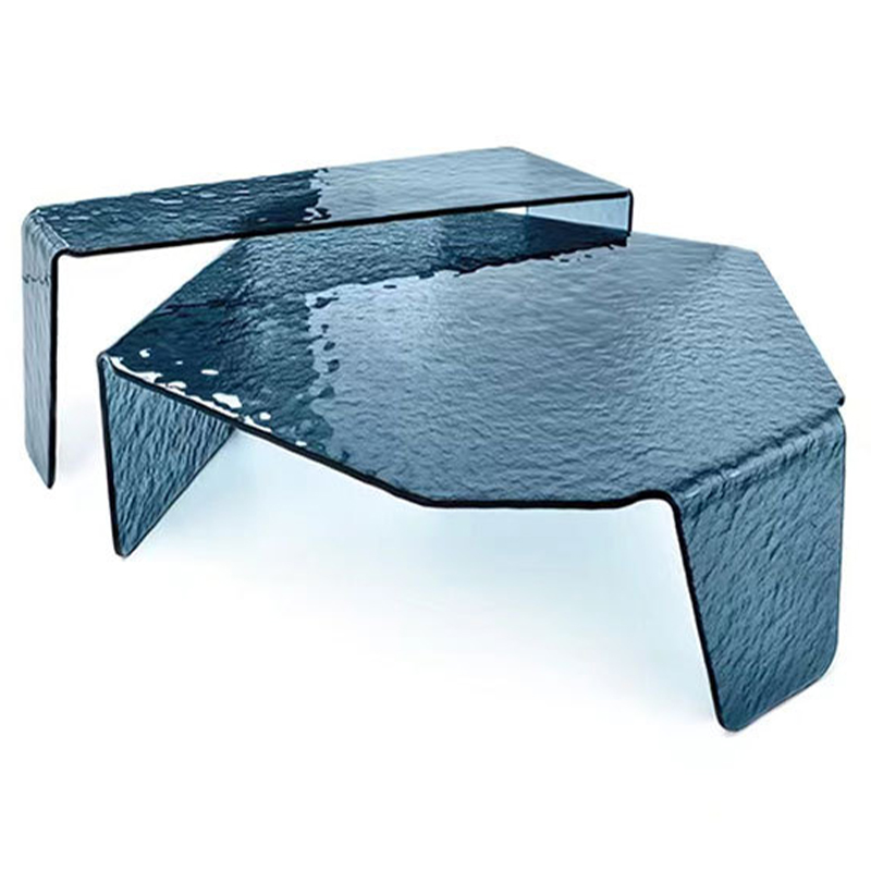 Комплект кофейных столиков Water Surface Glass Coffee Tables Синий Комплект кофейных столиков Water Surface Glass Coffee Tables Синий в Волгограде | Loft Concept