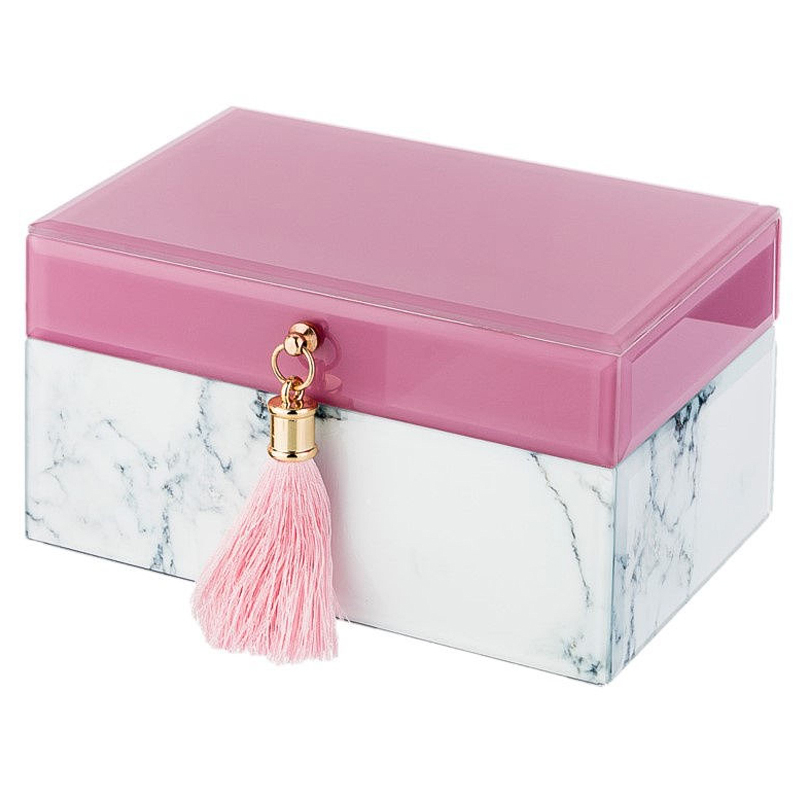 Шкатулка Pink Glass Imitation Marble Box Розовый Белый Шкатулка Pink Glass Imitation Marble Box Розовый Белый в Волгограде | Loft Concept