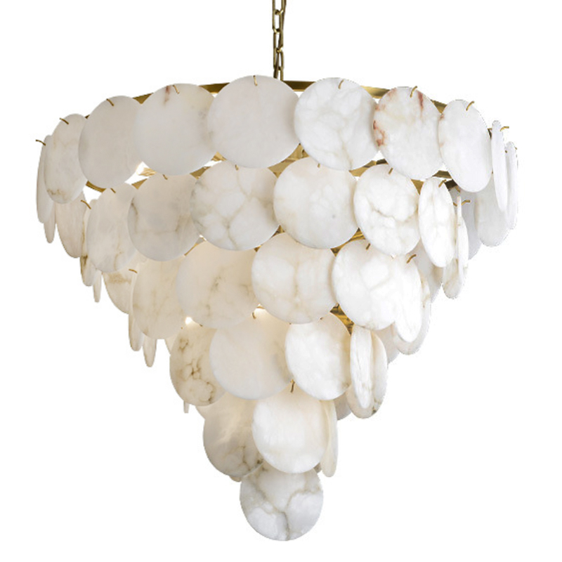 Люстра Letizia Marble Tiered Chandelier Латунь Белый Мрамор Bianco в Волгограде | Loft Concept 