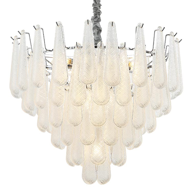 Люстра Textured Glass Drops Chandelier 19 Белый Хром Люстра Textured Glass Drops Chandelier 19 Белый Хром в Волгограде | Loft Concept