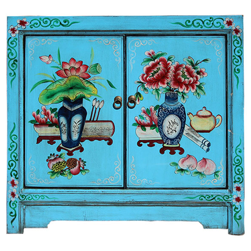 Бирюзовый комод в Китайском стиле ручная роспись Chinese Chest of Drawers Бирюзовый Мульти Бирюзовый комод в Китайском стиле ручная роспись Chinese Chest of Drawers Бирюзовый Мульти в Волгограде | Loft Concept