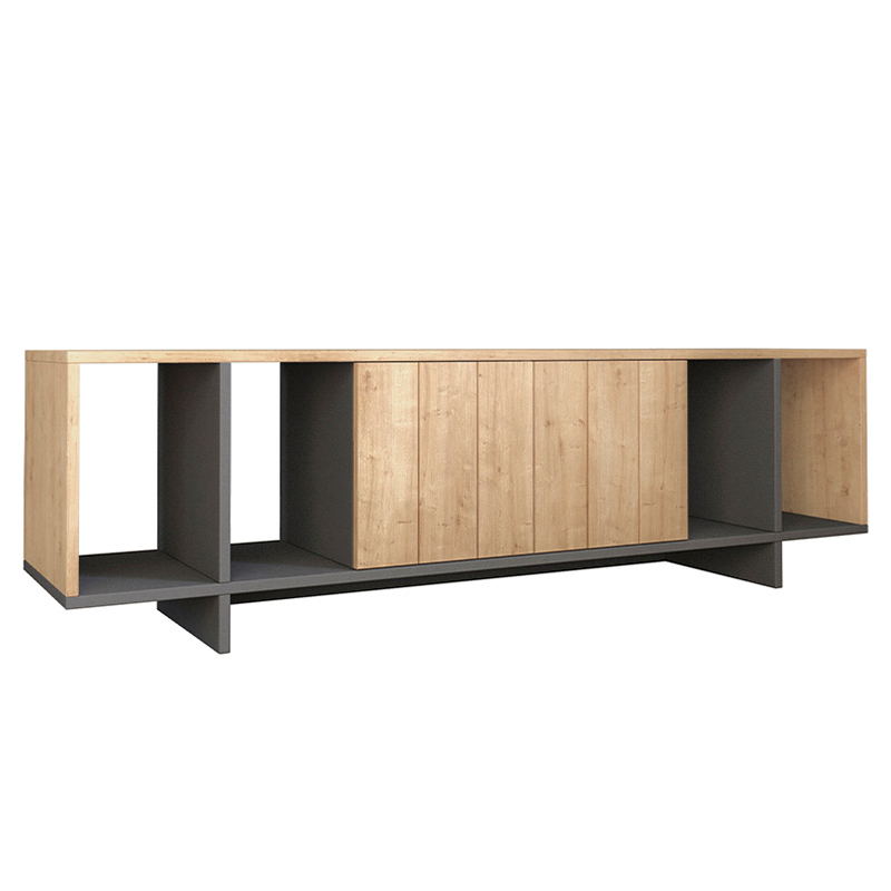 ТВ-тумба с откидной дверцей и 4-мя полками ZITANO TV STAND OAK Светлый дуб Серый ТВ-тумба с откидной дверцей и 4-мя полками ZITANO TV STAND OAK Светлый дуб Серый в Волгограде | Loft Concept