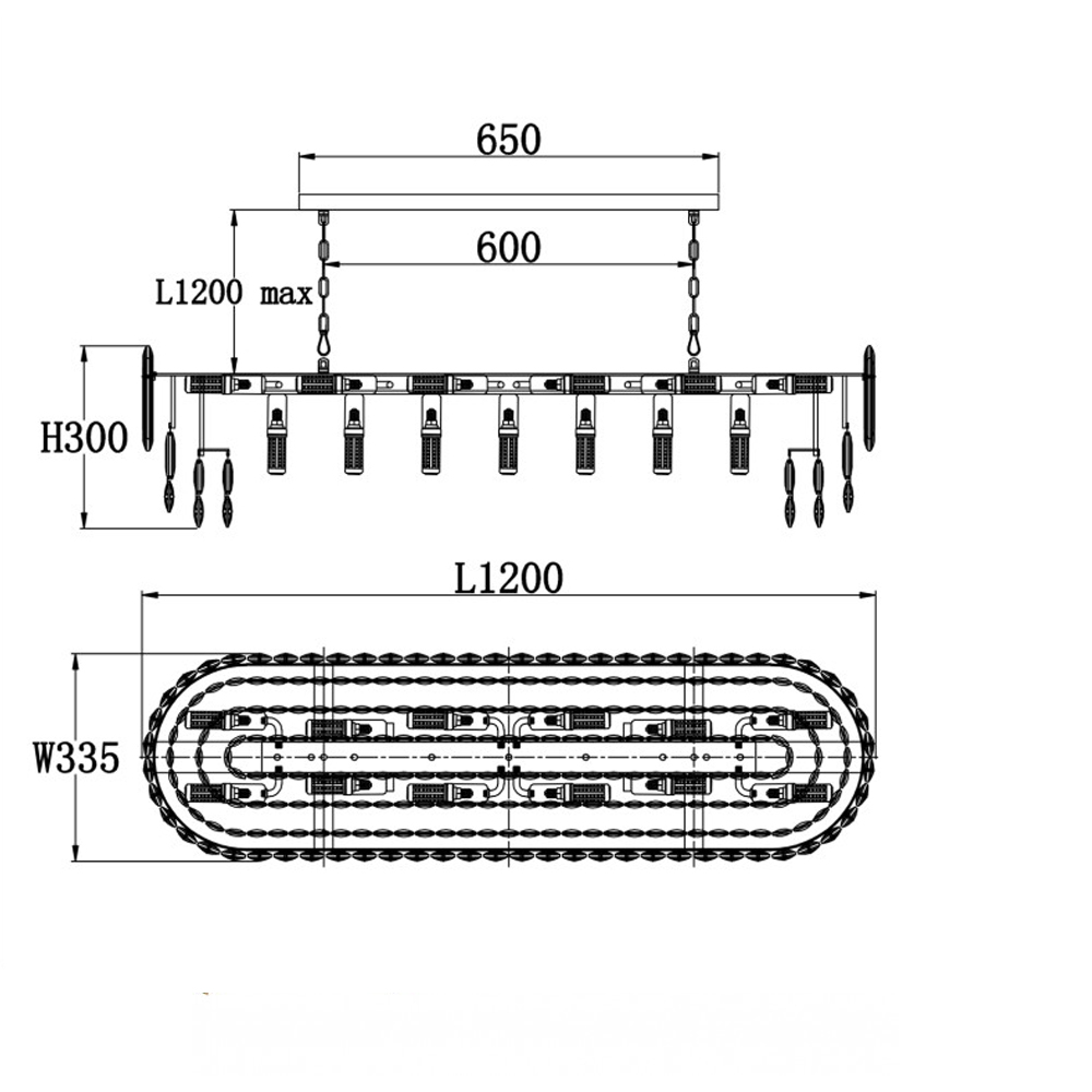 Люстра овальная с хрустальными подвесками Gorgeous Crystal Light в Волгограде