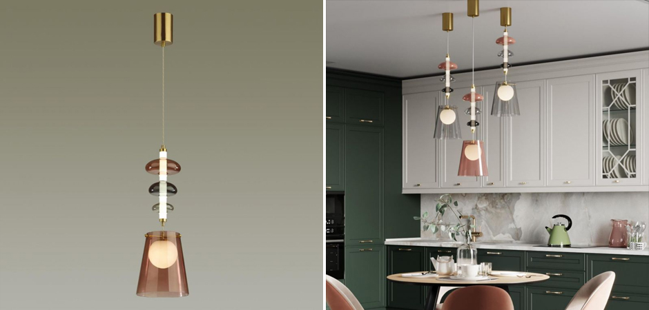 Подвесной светильник Contemporan Pink с цветным стеклом Подвесной светильник Contemporan Pink с цветным стеклом - Loft-Concept в Волгограде