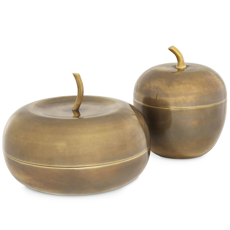 Комплект шкатулок Eichholtz Box Apple Set of 2 brass Винтажная латунь Комплект шкатулок Eichholtz Box Apple Set of 2 brass Винтажная латунь в Волгограде | Loft Concept
