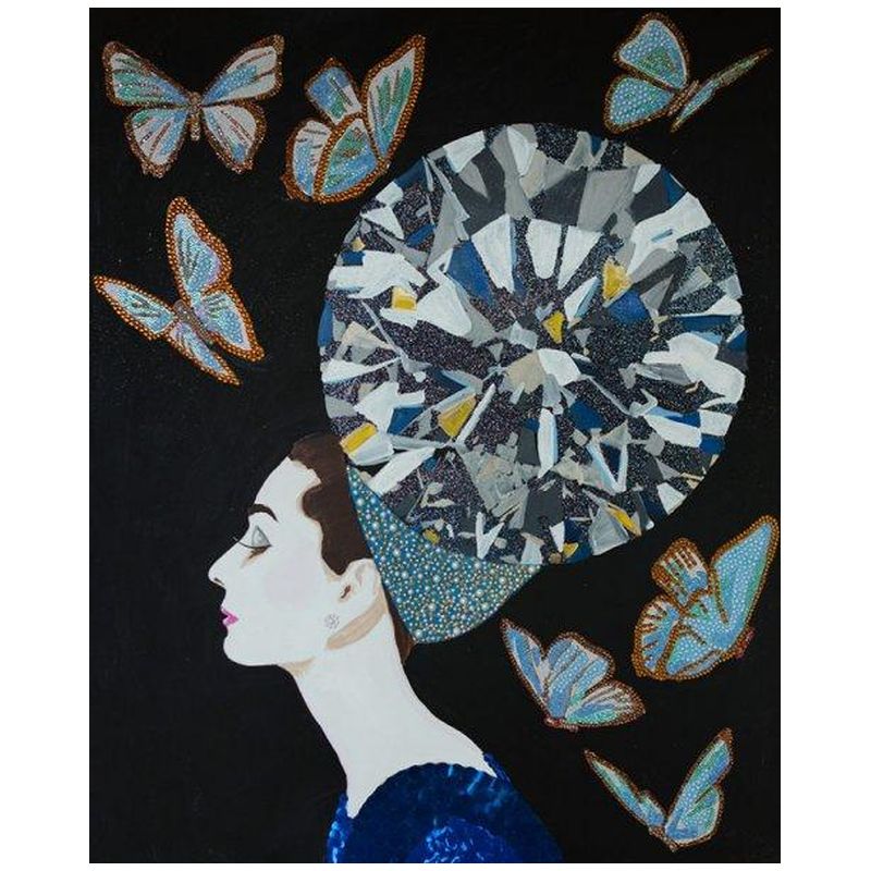 Картина Audrey with Diamond Headdress, Butterflies, and Black Background Мульти в Волгограде | Loft Concept 