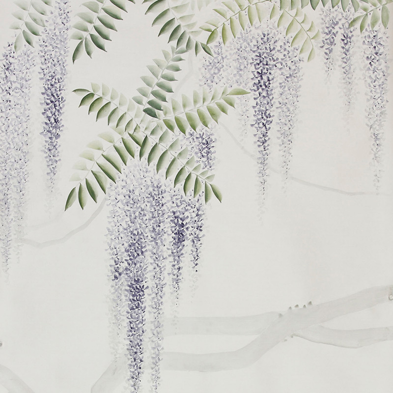 Обои в японском стиле Wisteria Lavender on Natural Mica metallic silk  в Волгограде | Loft Concept 