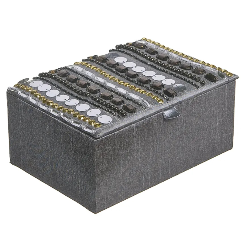 Шкатулка с вышивкой из бисера Kinue Beads Embroidery Box Серебряный Серый Золотой Шкатулка с вышивкой из бисера Kinue Beads Embroidery Box Серебряный Серый Золотой в Волгограде | Loft Concept