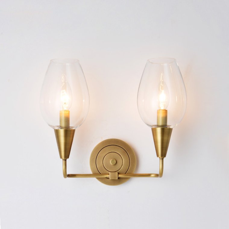 Бра VIOLA WALL Clear Lamp Double Латунь Прозрачное Стекло Бра VIOLA WALL Clear Lamp Double Латунь Прозрачное Стекло в Волгограде | Loft Concept