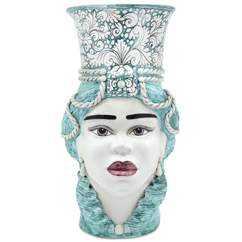 Ваза Vase Moro Lady Giant Ornate Malachite Бирюзовый Белый Ваза Vase Moro Lady Giant Ornate Malachite Бирюзовый Белый в Волгограде | Loft Concept