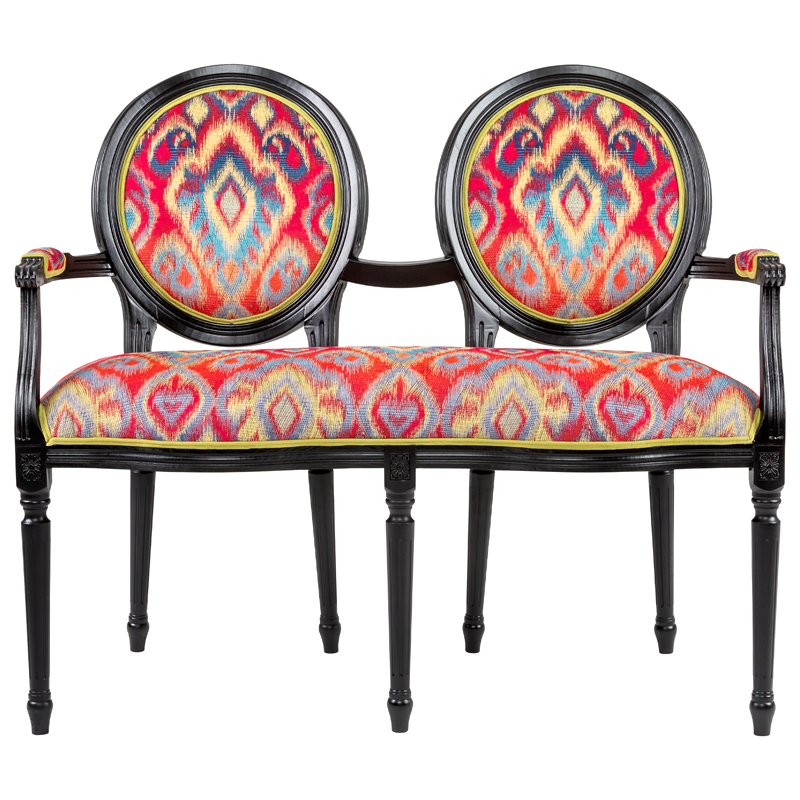 Диванетка Ikat Pattern Черная Черный Красный Мульти Диванетка Ikat Pattern Черная Черный Красный Мульти в Волгограде | Loft Concept
