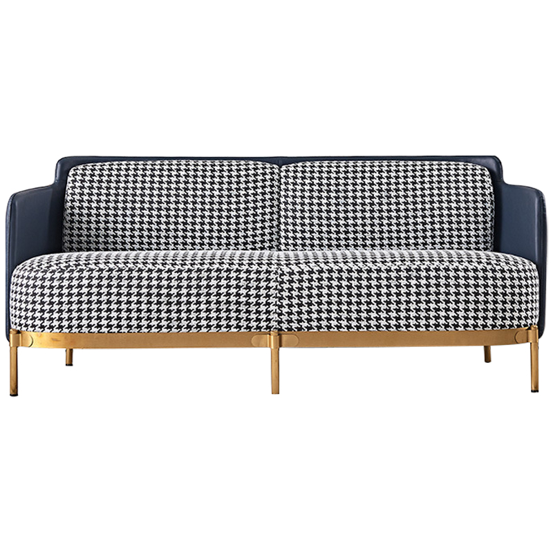 Диван Pied de Poule Blue Sofa Черно-белый Синий Латунь Диван Pied de Poule Blue Sofa Черно-белый Синий Латунь в Волгограде | Loft Concept