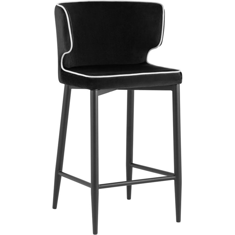 Стул Полубарный Chair посадка 65 см Черный Велюр с Белым кантом Черный Белый Стул Полубарный Chair посадка 65 см Черный Велюр с Белым кантом Черный Белый в Волгограде | Loft Concept