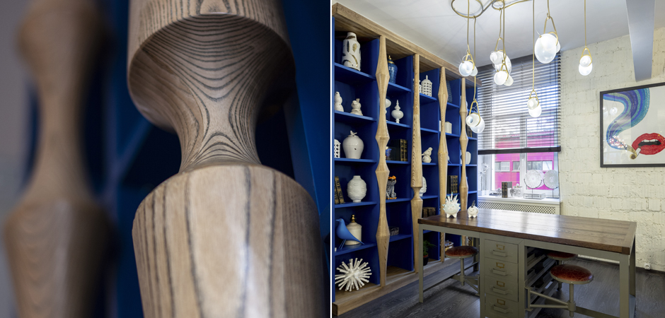 Стеллаж Oak Columns & Blue Стеллаж Oak Columns & Blue - Loft-Concept в Волгограде