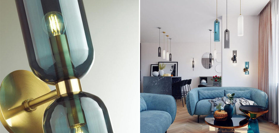 Бра Articolo Double Cup Синее Бра Articolo Double Cup Синее - Loft-Concept в Волгограде