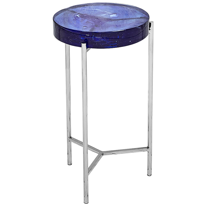 Приставной стол Blue Lollipop Side Table Синий Никель Приставной стол Blue Lollipop Side Table Синий Никель в Волгограде | Loft Concept