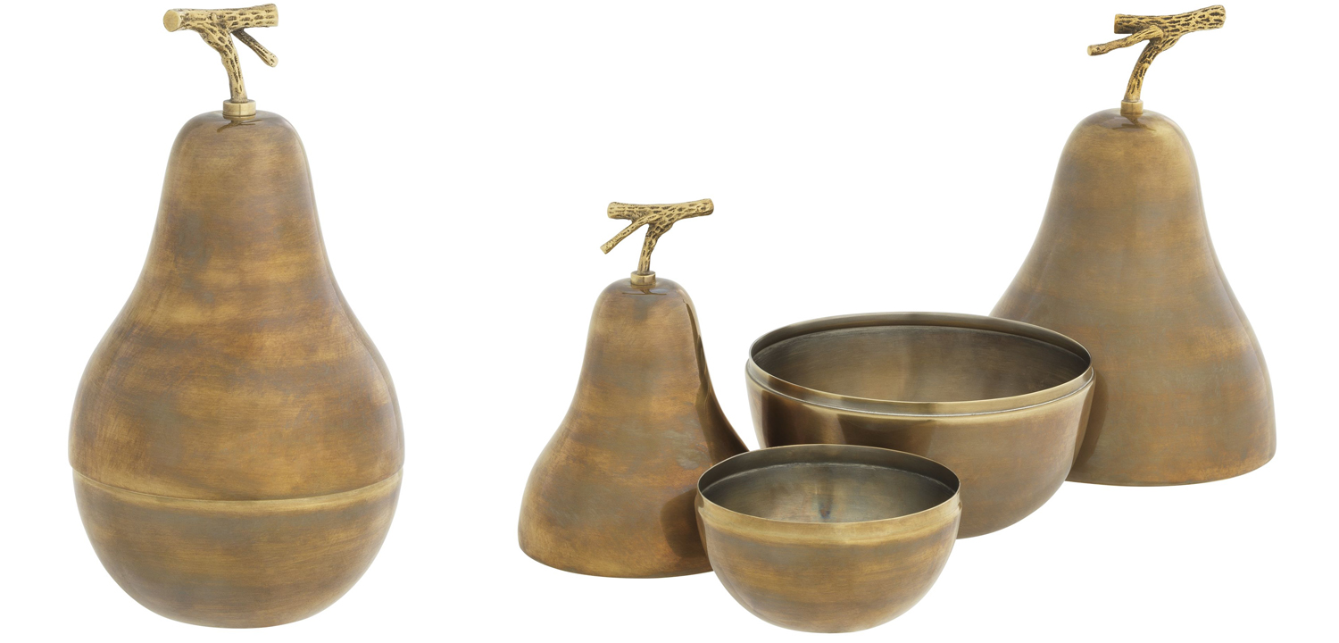 Комплект шкатулок Eichholtz Box Pear Set of 2 brass - фото