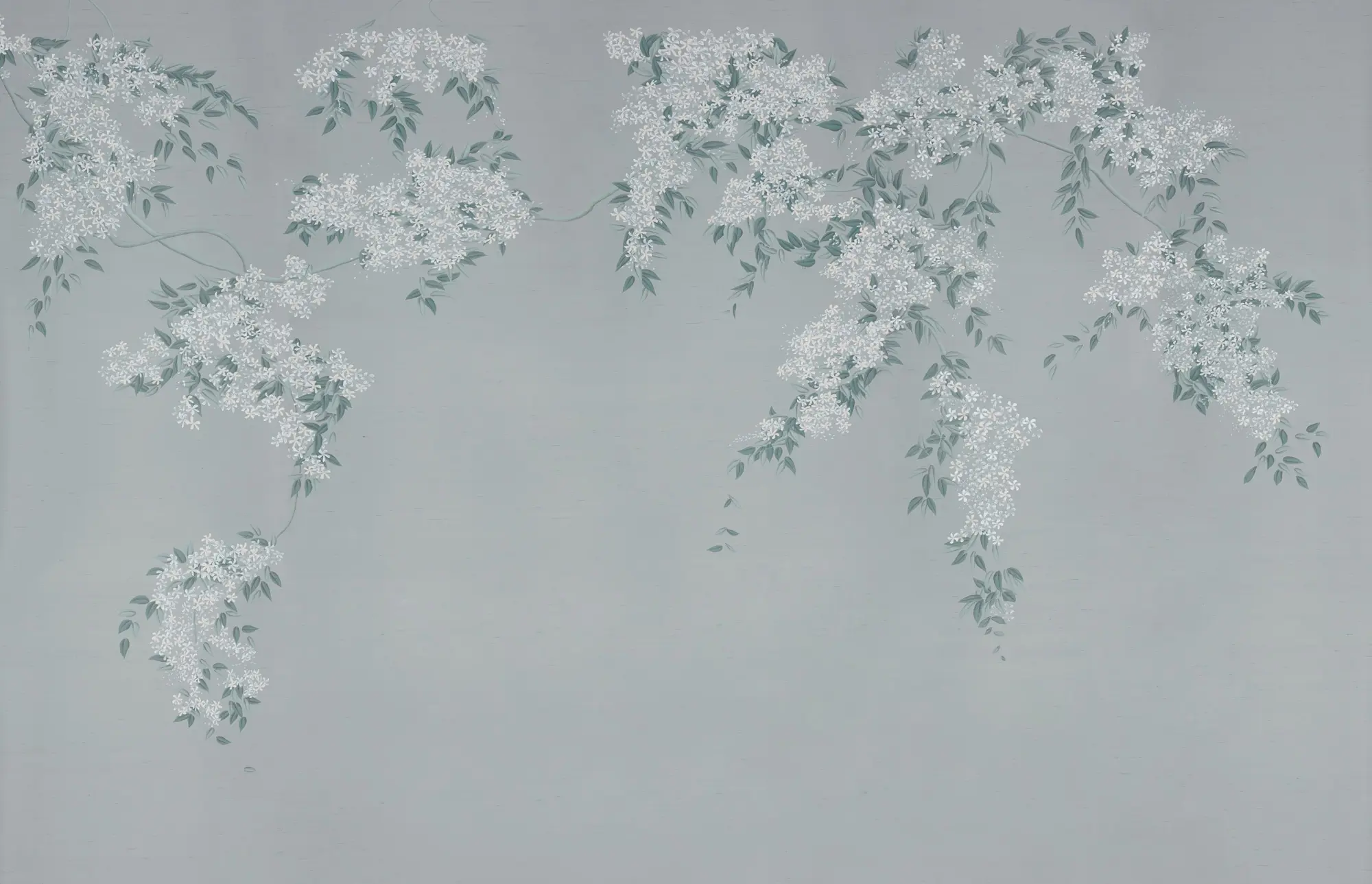 Обои ручная роспись Jasmine Standard colourway on Wood Ash slub silk - постер Loft-Concept в Волгограде