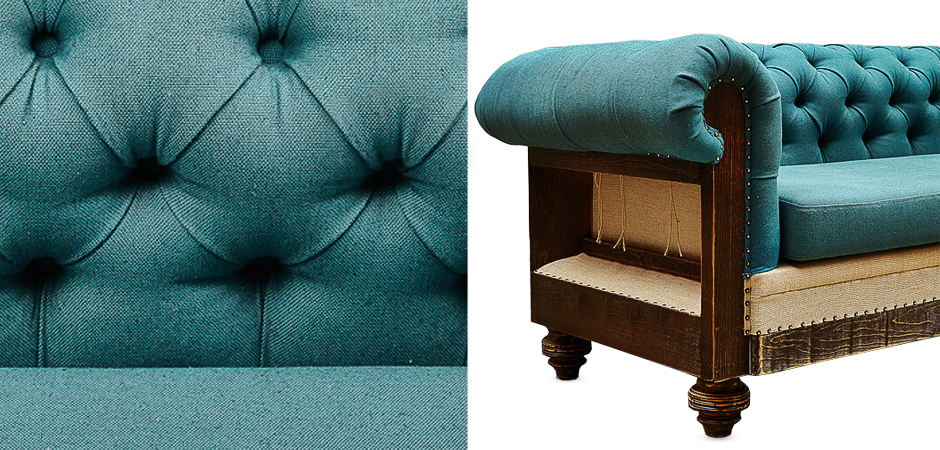 Диван Deconstructed Chesterfield Sofa triple turquoise Linen Диван Deconstructed Chesterfield Sofa triple turquoise Linen - Loft-Concept в Волгограде