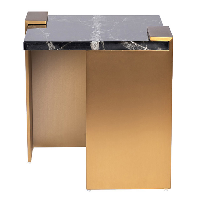 Приставной стол tormund Side Table матовое золото Черный Мрамор Nero в Волгограде | Loft Concept 