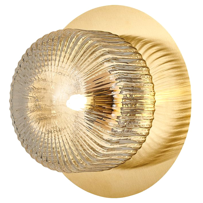 Бра с рельефным плафоном Blown Glass Латунь Прозрачный Бра с рельефным плафоном Blown Glass Латунь Прозрачный в Волгограде | Loft Concept