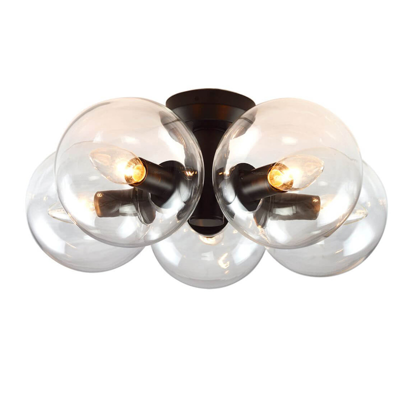 Потолочный светильник Modo 5 Globes Ceiling Lamp 41 Черный Прозрачное Стекло Потолочный светильник Modo 5 Globes Ceiling Lamp 41 Черный Прозрачное Стекло в Волгограде | Loft Concept