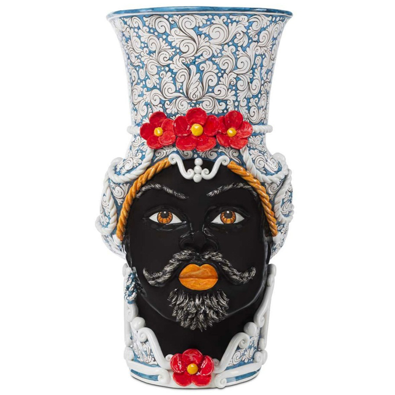 Ваза Vase Moro Man Giant Flower Blue and Red Голубой Черный Красный Мульти Белый Ваза Vase Moro Man Giant Flower Blue and Red Голубой Черный Красный Мульти Белый в Волгограде | Loft Concept