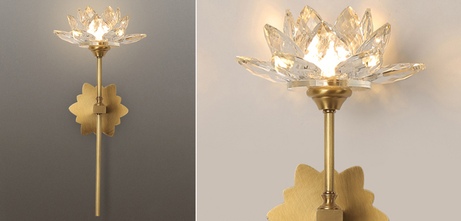 Настенный светильник Хрустальный Цветок Лотоса Lotus flower Wall Clear Glass C Настенный светильник Хрустальный Цветок Лотоса Lotus flower Wall Clear Glass C - Loft-Concept в Волгограде