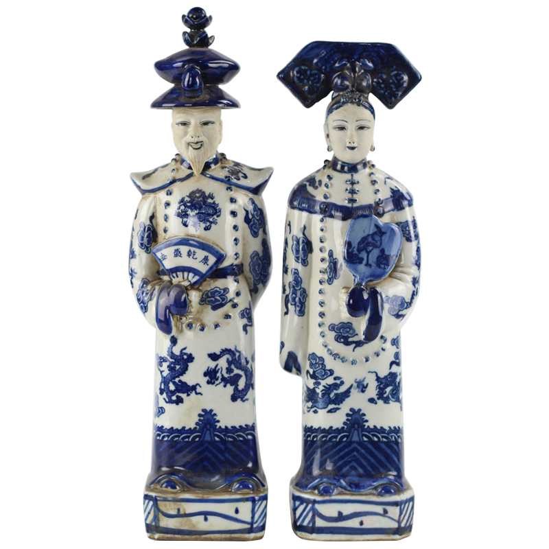 Комплект из двух статуэток Emperor and Empress set 2 Синий Белый Комплект из двух статуэток Emperor and Empress set 2 Синий Белый в Волгограде | Loft Concept
