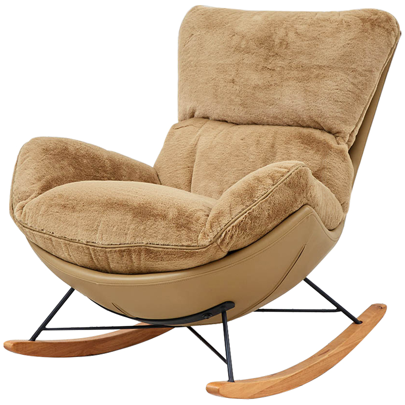 Кресло-качалка Kenneth Rocking Chair Коричневый Бежевый Древесина Кресло-качалка Kenneth Rocking Chair Коричневый Бежевый Древесина в Волгограде | Loft Concept
