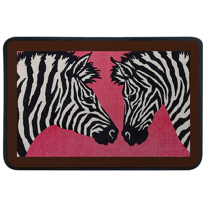 Ковер для прихожей и ванной Hermes Zebra Twins Rug Розовый Черно-белый в Волгограде | Loft Concept 