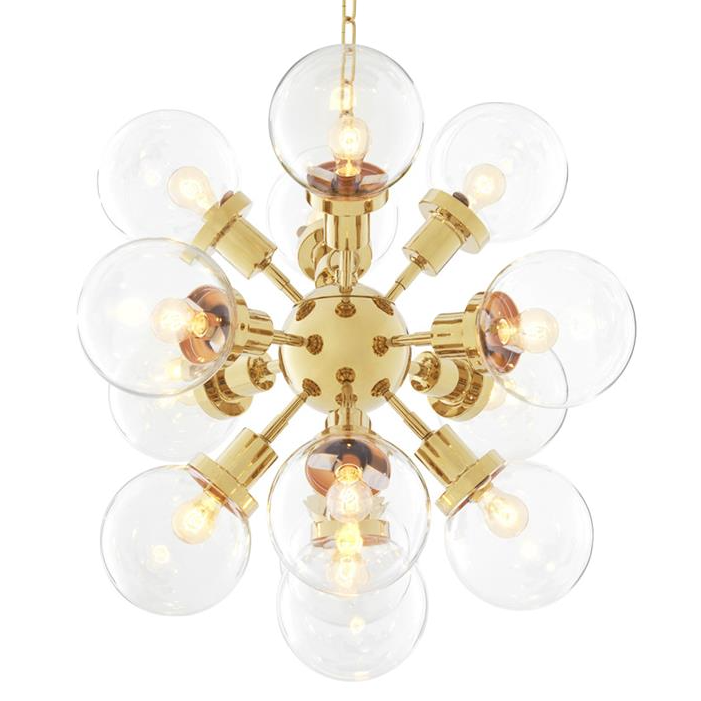 Люстра Chandelier Ludlow Gold Глянцевое золото Прозрачное Стекло Люстра Chandelier Ludlow Gold Глянцевое золото Прозрачное Стекло в Волгограде | Loft Concept