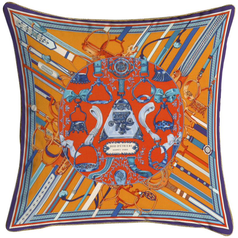 Декоративная подушка Hermes 63 Мульти Оранжевый Красный Синий Декоративная подушка Hermes 63 Мульти Оранжевый Красный Синий в Волгограде | Loft Concept