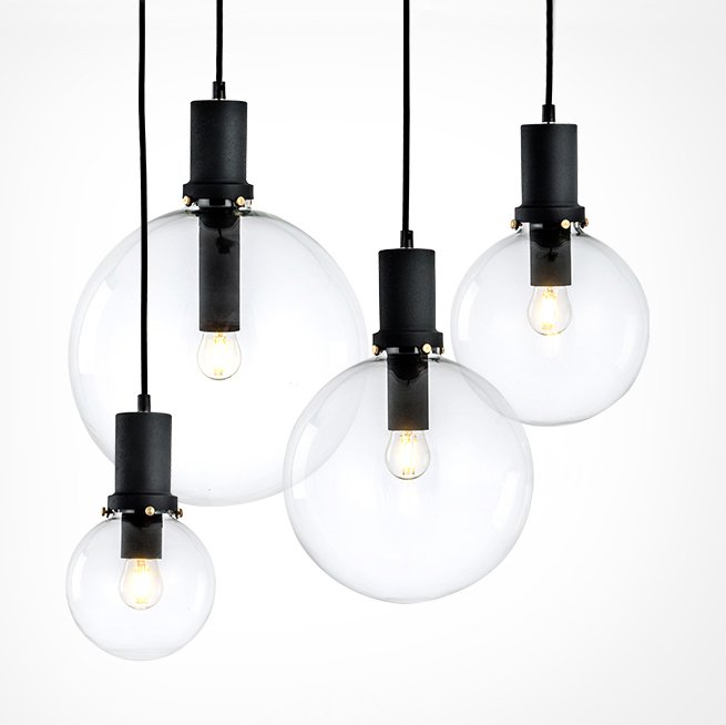 Подвесной светильник Glass Globe Black Прозрачное Стекло Черный Подвесной светильник Glass Globe Black Прозрачное Стекло Черный в Волгограде | Loft Concept