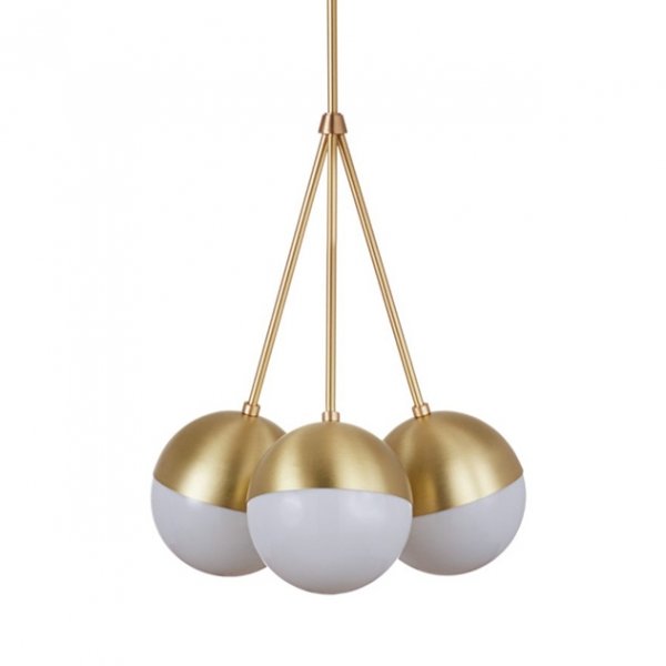 Подвесной светильник Copper Light Chandelier 3 Белый Латунь Подвесной светильник Copper Light Chandelier 3 Белый Латунь в Волгограде | Loft Concept