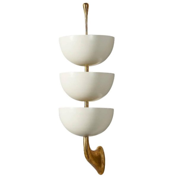 Бра Stilnovo Rare Pair of Stamped Sconces Белый Золотой Бра Stilnovo Rare Pair of Stamped Sconces Белый Золотой в Волгограде | Loft Concept