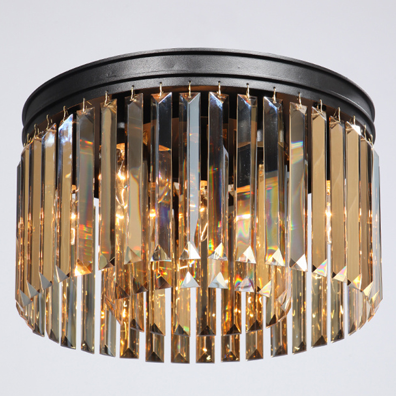Потолочный светильник ODEON Amber GLASS Prism Round 2-TIER 40 см Черный Потолочный светильник ODEON Amber GLASS Prism Round 2-TIER 40 см Черный в Волгограде | Loft Concept