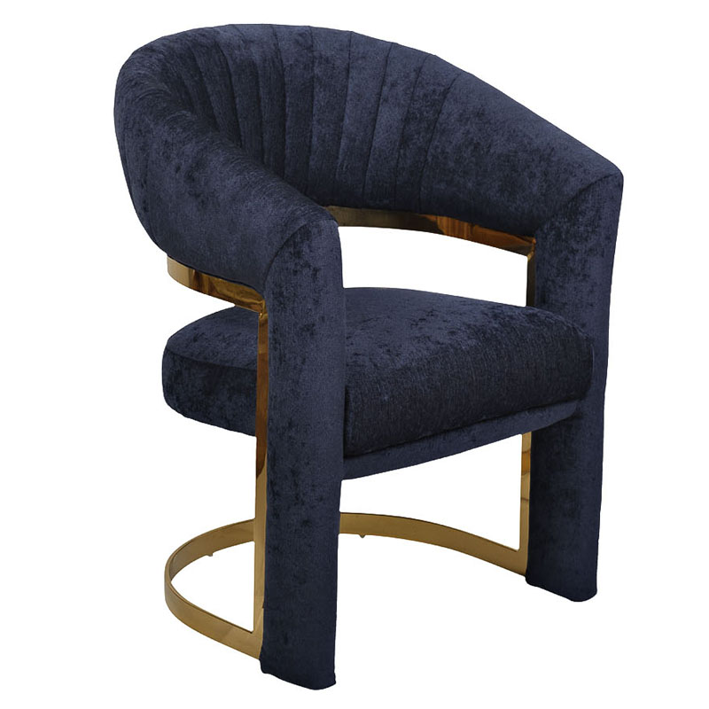 Полукресло Valbonne Chair blue velour Синий Глянцевое золото Полукресло Valbonne Chair blue velour Синий Глянцевое золото в Волгограде | Loft Concept