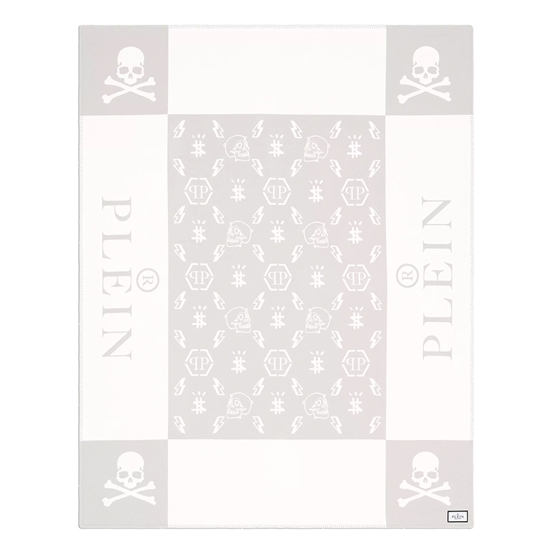Плед Philipp Plein Plaid Cashmere Skull Grey Серый Белый Плед Philipp Plein Plaid Cashmere Skull Grey Серый Белый в Волгограде | Loft Concept