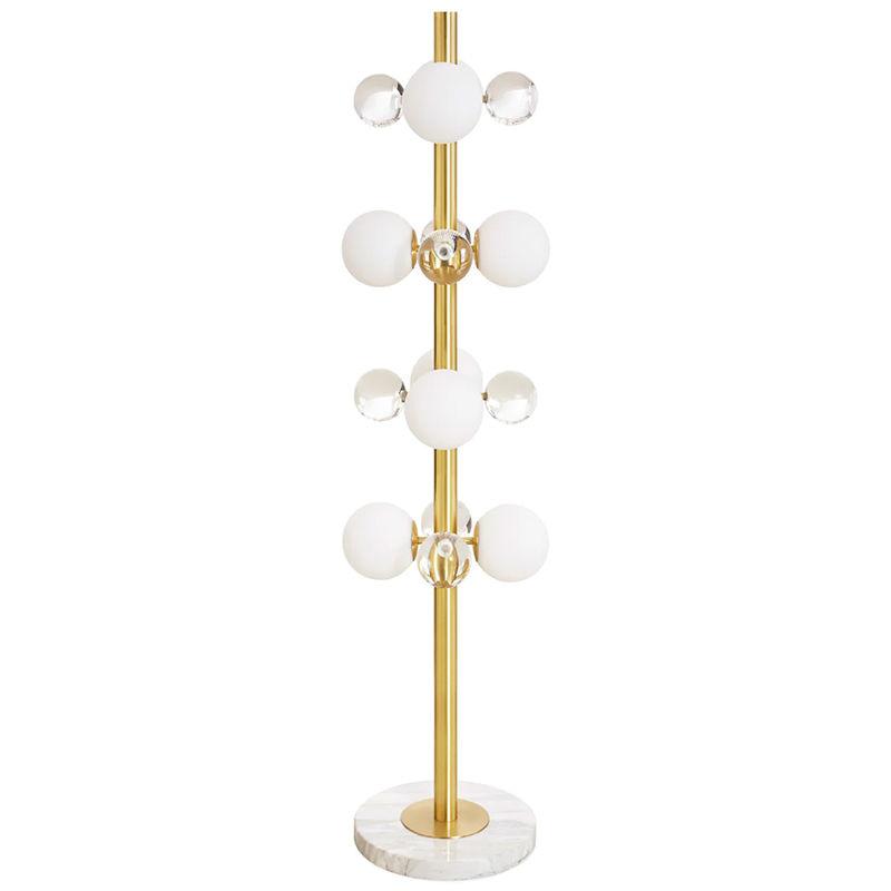 Торшер GLOBO FLOOR LAMP-BRASS Jonathan Adler Золотой Прозрачное Стекло Белый в Волгограде | Loft Concept 