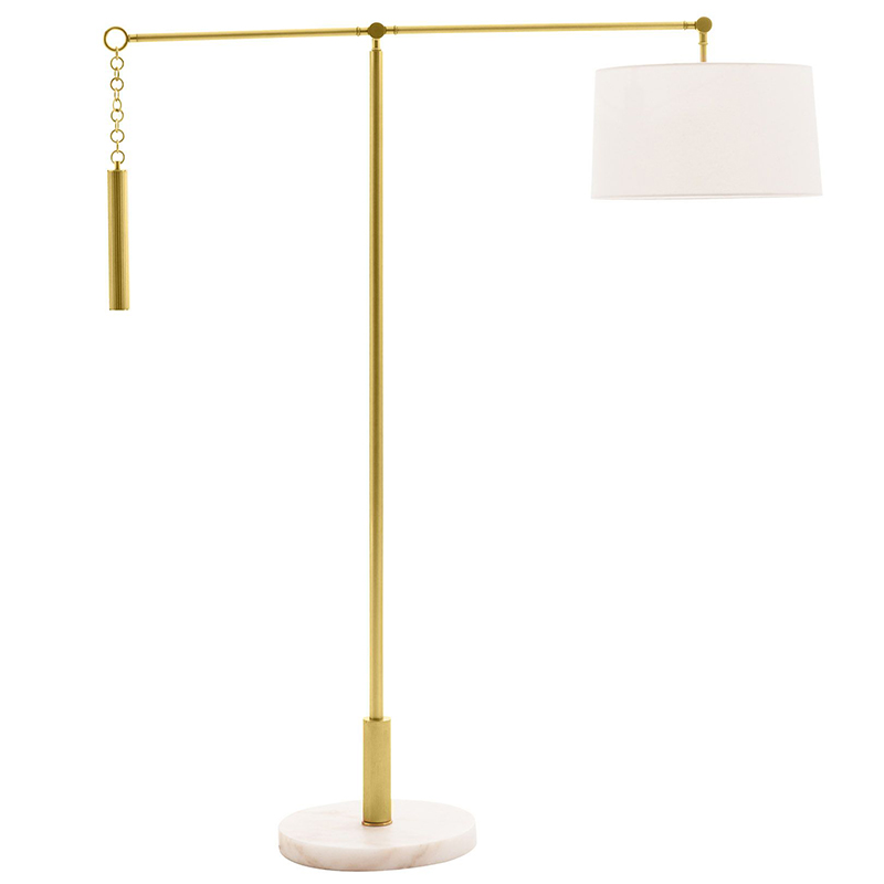 Торшер Arteriors NEWARK FLOOR LAMP Латунь Белый Торшер Arteriors NEWARK FLOOR LAMP Латунь Белый в Волгограде | Loft Concept