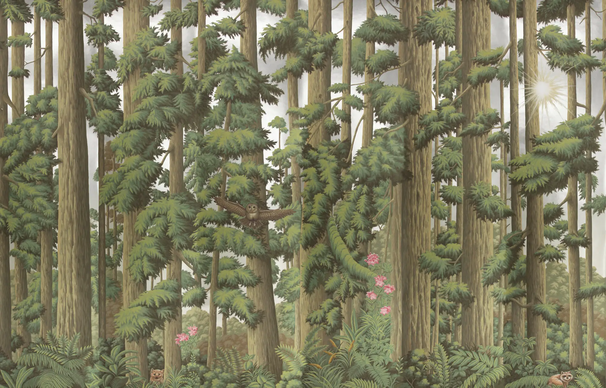 Обои ручная роспись Redwoods Sequoia on Sterling Silver gilded paper Обои ручная роспись Redwoods Sequoia on Sterling Silver gilded paper - постер Loft-Concept в Волгограде