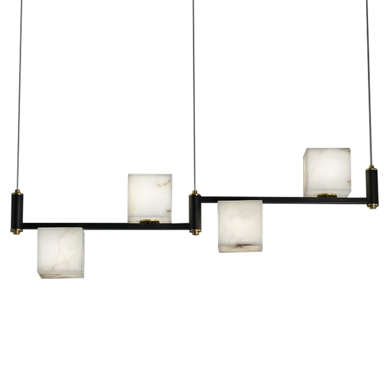 Люстра Marble Cubes Modern Light Chandelier 4 плафона Черный Белый Мрамор Bianco Латунь Люстра Marble Cubes Modern Light Chandelier 4 плафона Черный Белый Мрамор Bianco Латунь в Волгограде | Loft Concept