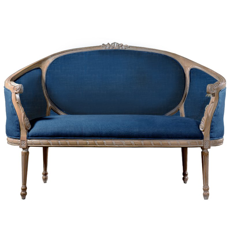 Диван Berjer 2 seat Bench Sofa Синий Дерево Акация Диван Berjer 2 seat Bench Sofa Синий Дерево Акация в Волгограде | Loft Concept