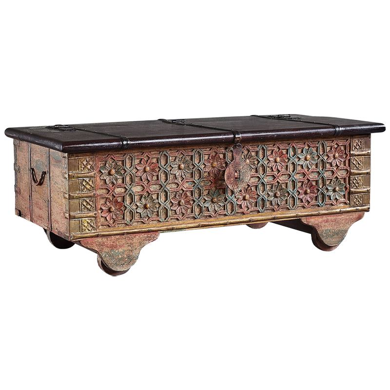 Сундук резной Chandra Carved Antique Chest Коричневый винтаж Зеленый шалфей Латунь Сундук резной Chandra Carved Antique Chest Коричневый винтаж Зеленый шалфей Латунь в Волгограде | Loft Concept